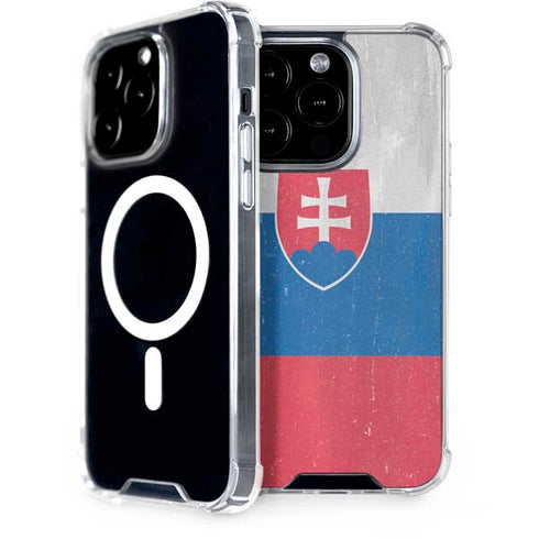 Slovakia Flag Distressed iPhone 14 Pro MagSafe Case